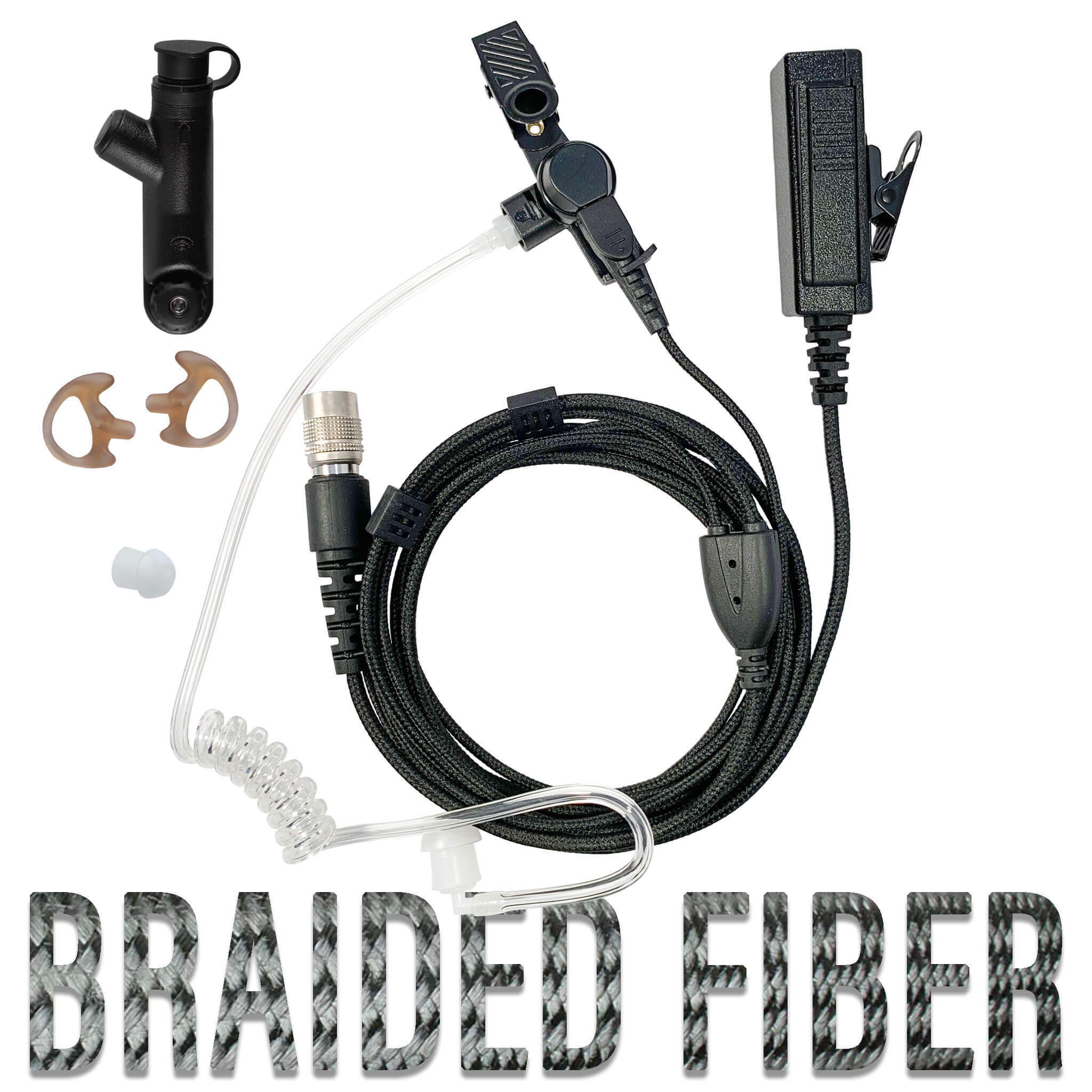 P/N: B2W37SR: Tactical Mic & Earpiece Braided Fiber Kit - Fits: Motorola R7, MXP600 & ION Series