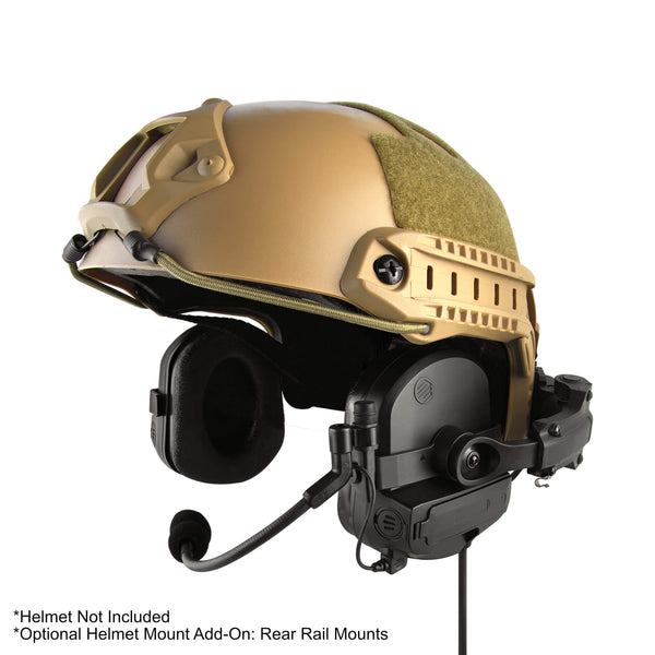 Tactical Radio Helmet Headset w/ Active Hearing Protection - PTH-V2-37 Material Comms PolTact Headset & Push To Talk(PTT) For Tactical Radio Headset w/ Active Hearing Protection - Motorola R7, MXP600, & ION Series