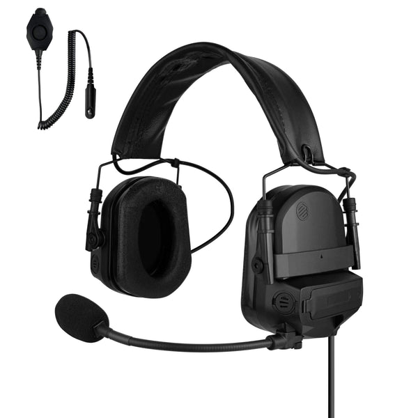 Tactical Radio Helmet Headset w/ Active Hearing Protection - PTH-V2-33 Material Comms PolTact Headset & Push To Talk(PTT) For Tactical Radio Headset w/ Active Hearing Protection -Motorola HT750, HT1250, HT1550, MTX850, MTX950, MTX960, MTX8250, MTX9250, PR860