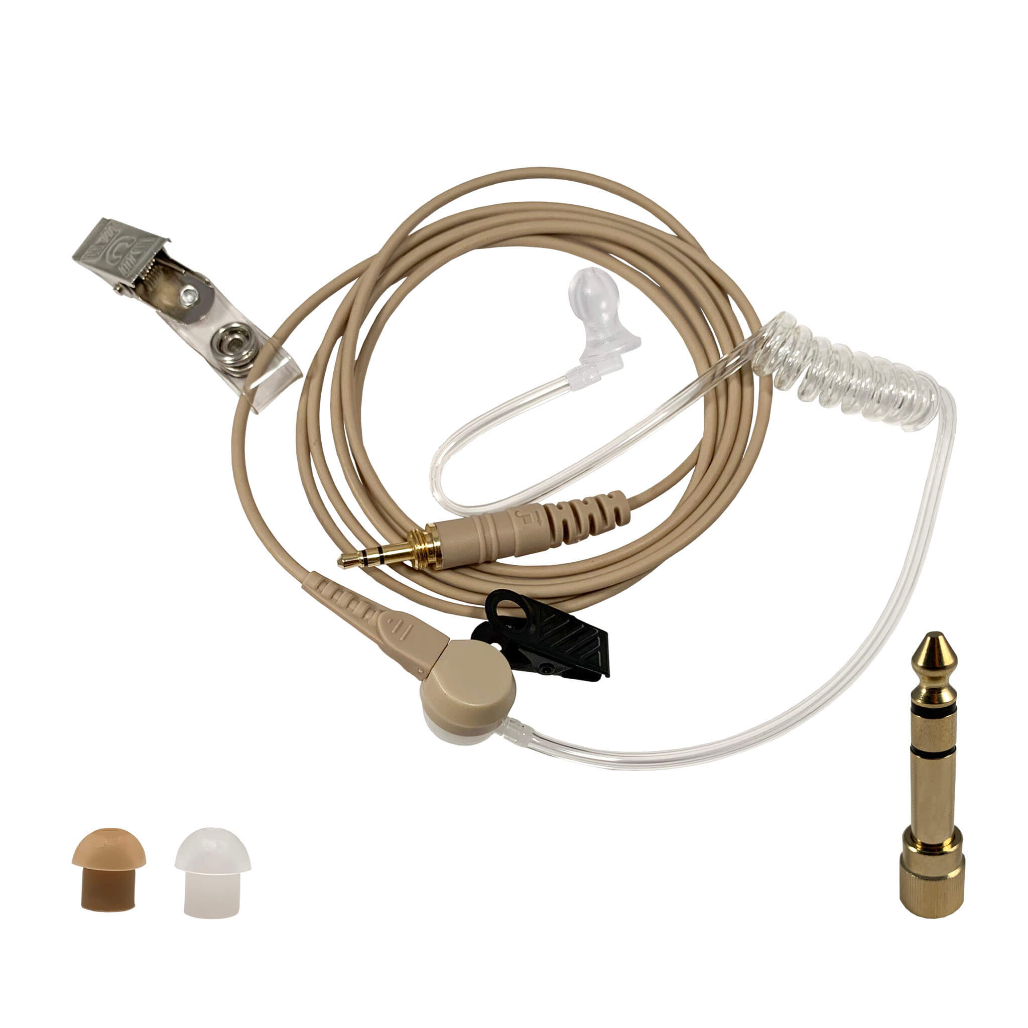 Professional IFB Clear Tube Earpiece Kit: IFB-1/4 - 1/4 Inch Connector & 3.5mm Connector