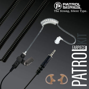 Patrol Earpiece Kit: PE35T - Only for: Motorola, EF Johnson. 3.5mm Threaded(Twist-On) plug, Long cable, Connects to Radio/Speaker Microphone Adapter