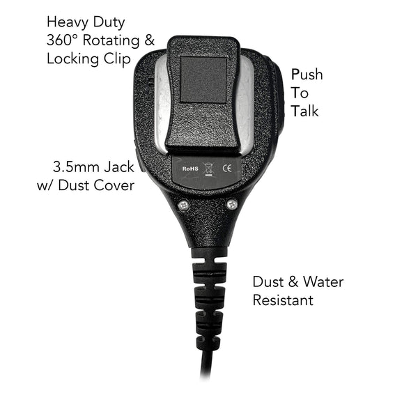 P/N: SM-V2-33RR: Straight Cable Shoulder/Chest Microphone For Motorola HT750, HT1250, HT1550, MTX850, MTX950, MTX960, MTX8250, MTX9250, PR860, & More